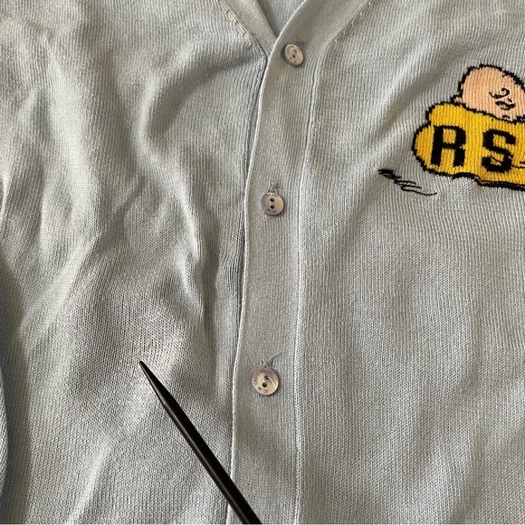 JC de CASTELBAJAC Cardigan Sweater Peanuts Snoopy Size M Light Blue - Picture 8 of 12